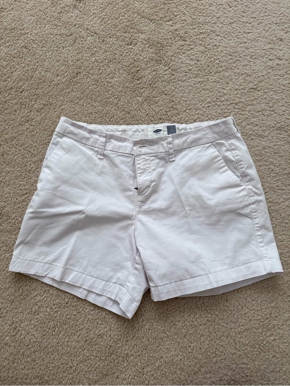 Old Navy White Mid-Rise Chino Bermuda Shorts